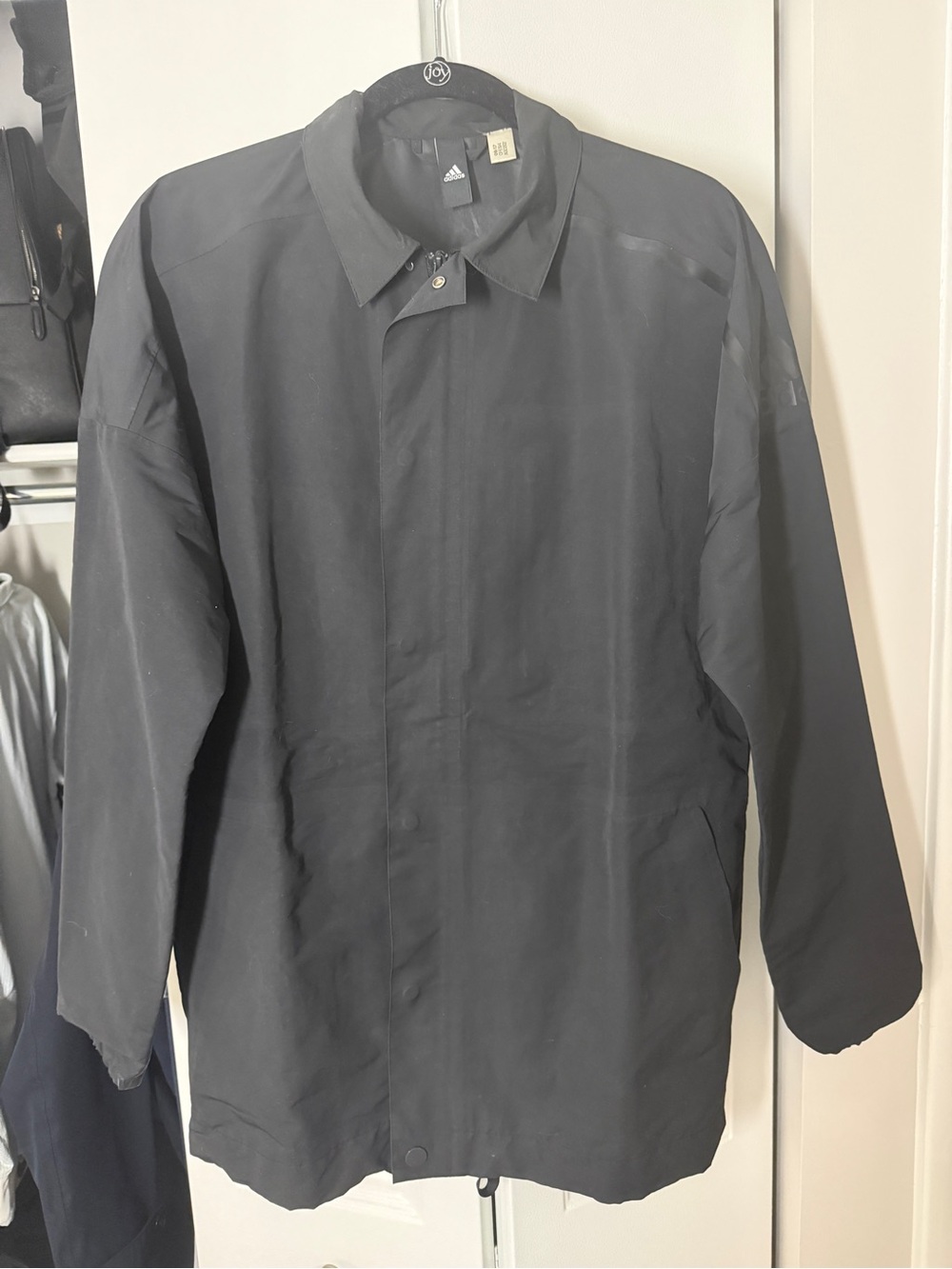 adidas Black Men's Raincoat with Snap Front
